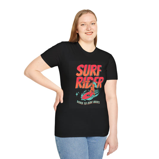 Surf Rider Unisex Softstyle T-Shirt – Born to Ride Waves Vintage Graphic Tee