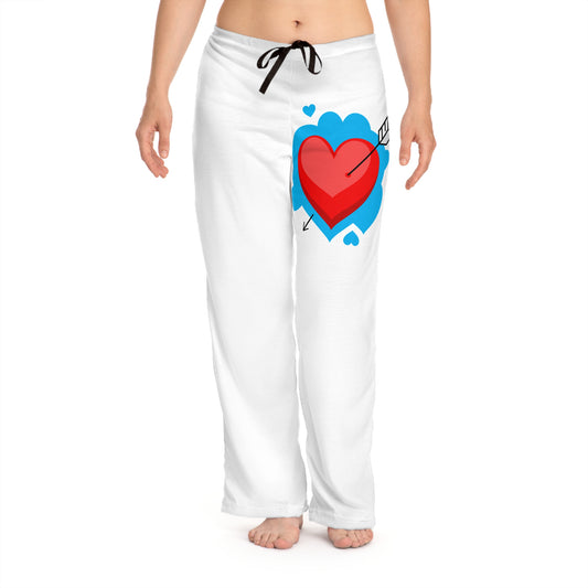 Cute Heart Print Women's Pajama Pants for Cozy Nights