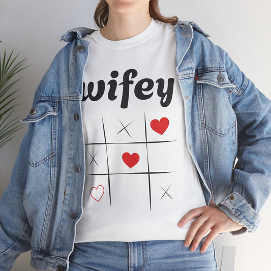 Wifey Heavy Cotton Tee - Cute Couples Gift - Valentine's Day Apparel